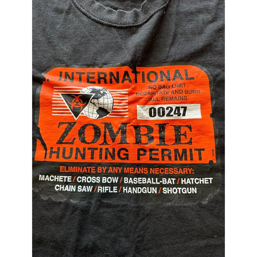 International Zombie Hunting Permit Black 3XLT, T-Shirt. Halloween, Walking Dead